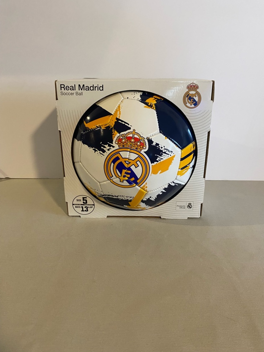NWT Real Madrid Official Soccer Ball Size 5 - Iconic White/Navy/Yellow